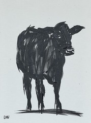 Laeknapes Abstract Art 12X16 Canvas Expressionist Original Monochromatic Cow