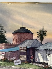 AMERICAN REGIONALISM PAINTING TRAIN STATION HISTORIC LANDSCAPE LANDMARK WEBER