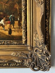 H GERALD ANTIQUE 19TH CENTURY FIGURATIVE LANDSCAPE OIL PAINTING OLD EUROPE 1850s