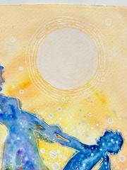 Watercolor Silhouette Painting Original Memorial Art Child Loss Pastel Blue