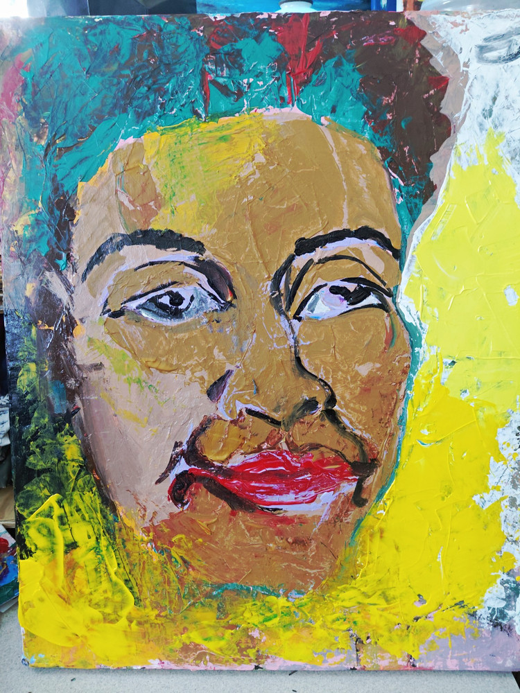 Abstract Portrait Painting, Woman Face, Contemporary Expressionism, Unframed