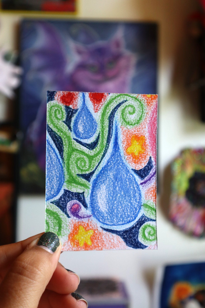 ACEO original art card graphic illustration 2.5 x 3.5 colored pencil „Whimsy #3“