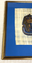 Vintage Egyptian King Tut Painting Papyrus Paper Hand Painted Framed Art 25×21
