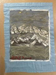 Vtg Impressionistic Mountains Range on Archival Material Signed Haaley 2006