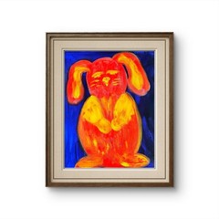 Glowing Bunny Colorful Pop Art Original Wall Art 11×14 Canvas Acrylic.