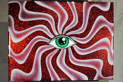 Original Airbrush Metal flake Psychedelic Eye Painting Unframed 12×16