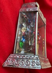 Mexican Folk Art Fabulous Virgin Of Guadalupe Tin & Glass Shrine From Oaxaca