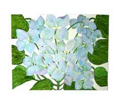 PAINTING WATERCOLOR ORIGINAL ART FLOWER HYDRANGEA BLUE PURPLE 11X14 & MAT 16X20