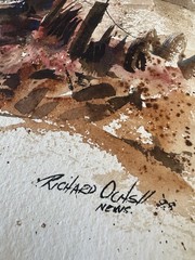 Original Signed Richard OCH Watercolor Farmhouse Landscape Painting 30×22
