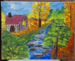 Rocky Creek, Acrylic Painting – 16×20 Hand Painted Artwork on Canvas