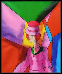 Linda Le Kinff Original Oil Painting On Canvas Signed Cubism Portrait Framed Art