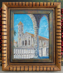 FRAMED ORIGINAL HECTO VIDAL OIL BASILICA DE SAN FRANCISCO ASIS OLD HAVANA, CUBA