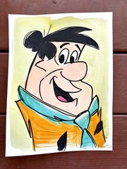 Original Fred 1 Painting By Alannah Dyer- Acrylic 9×12 in. Flintstones TV Show