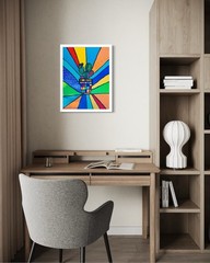 Original Desert Rainbow Painting 24” x 18” Framed