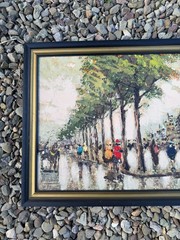 Vintage Paris Street Scene Oil Painting Manetti Signed Mid Century Parisian Art