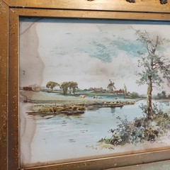 Antique 1891 Sussex River Landscape Art Ornate Gold Gilt Frame 10.5×13.5 Signed