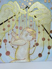 Watercolor Baby In His Hands Painting Bereavement Art Knit In The Womb Portrait
