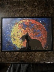 Lioness At Ease Under The Moonlight Night Signed By Artist Mata 2020 Original
