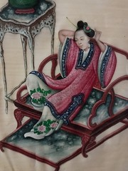 Antique Chinese Pith Painting Rice Paper