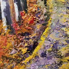 YARY DLUHOS Aspen Trees Landscape Rural Country Road Original Art Oil Painting