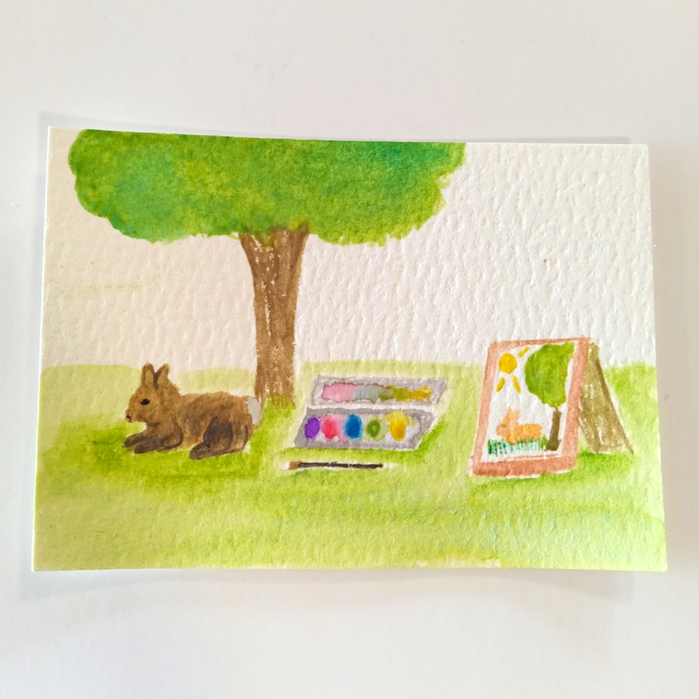 ACEO Original Art Trading Card „Water Painting“ 2.5×3.5 #3 Of 7-26