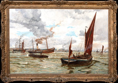 Large 19th Century Shipping Southampton Port William Lionel WYLLIE (1851-1931)