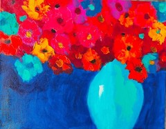 Colorful LADY PAINTING original SWARTZMILLER DNA SIGNED ART Upcycled CB 18×24