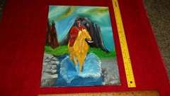 EDGAR RICE BURROUGHS APACHE DEVIL OIL PAINTING ON BOARD 12 “ X 16 „