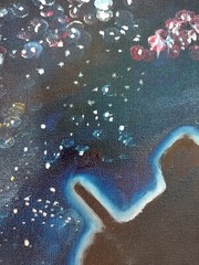 Stars sky oil painting 100×50 cm night man boat universe painting on canvas