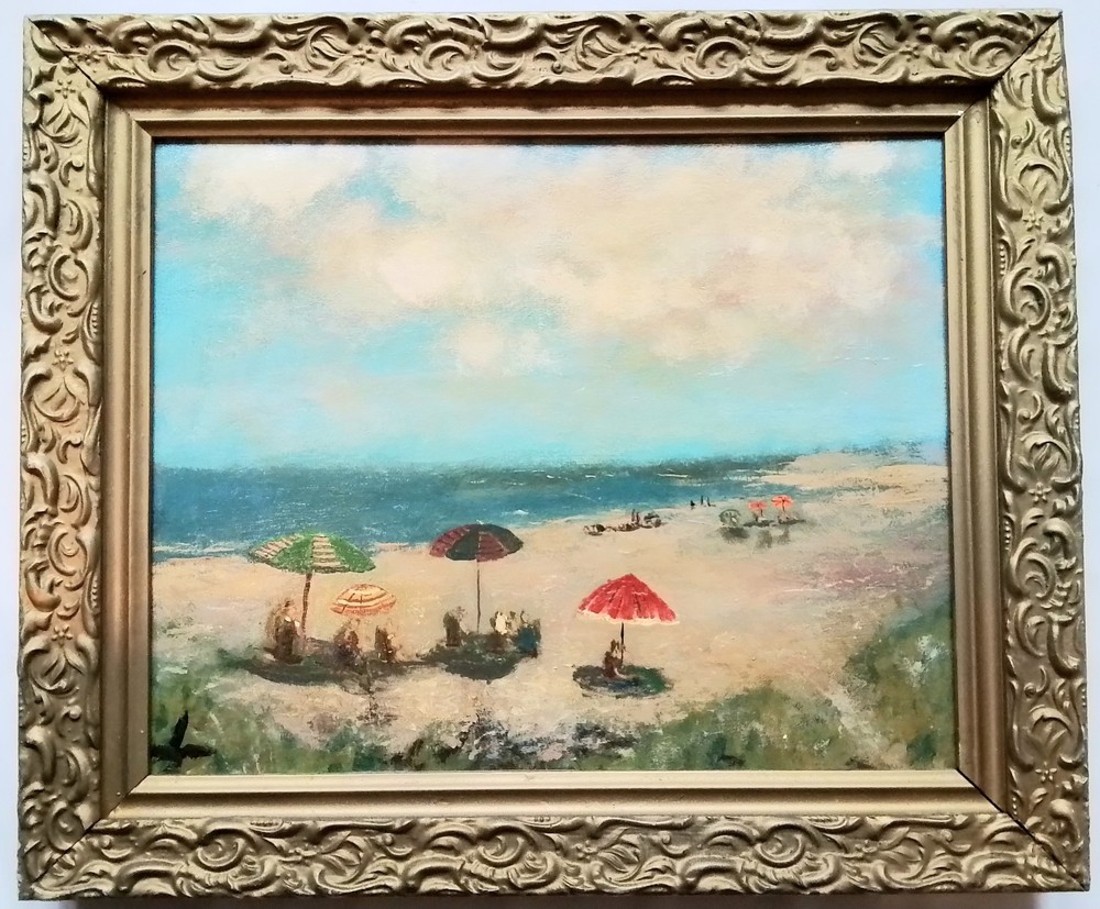 *RARE* MID CENTURY OLD ORCHARD BEACH MAINE PAINTING-LOOK !
