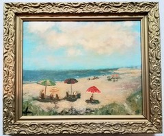 *RARE* MID CENTURY OLD ORCHARD BEACH MAINE PAINTING-LOOK !