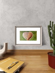 Copper Heart Original Abstract 5×7 Watercolor Paper Signed Contemporary Wall Art