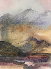 Original Watercolor Landscape Painting Signed By Heather Vilbrin Arist 7×10