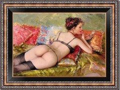 Hand-painted Impression oil painting art female woman nude on canvas 24″X36″