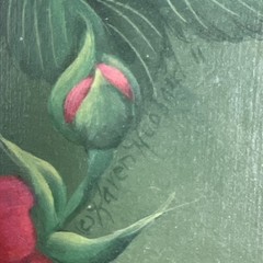 VTG Original Acrylic Art Painting Red Birds & Flowers signed Karen Hubbard