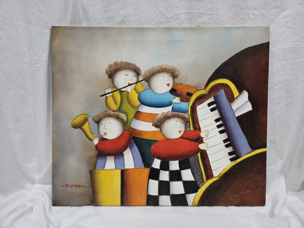 Joyce Roybal Original Acrylic Painting Children Musicians Piano Violin Canvas