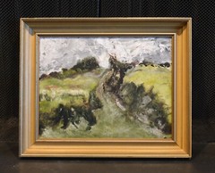 Kampala Uganda – Vintage Landscape Painting of Rolling Green Countryside – 1967