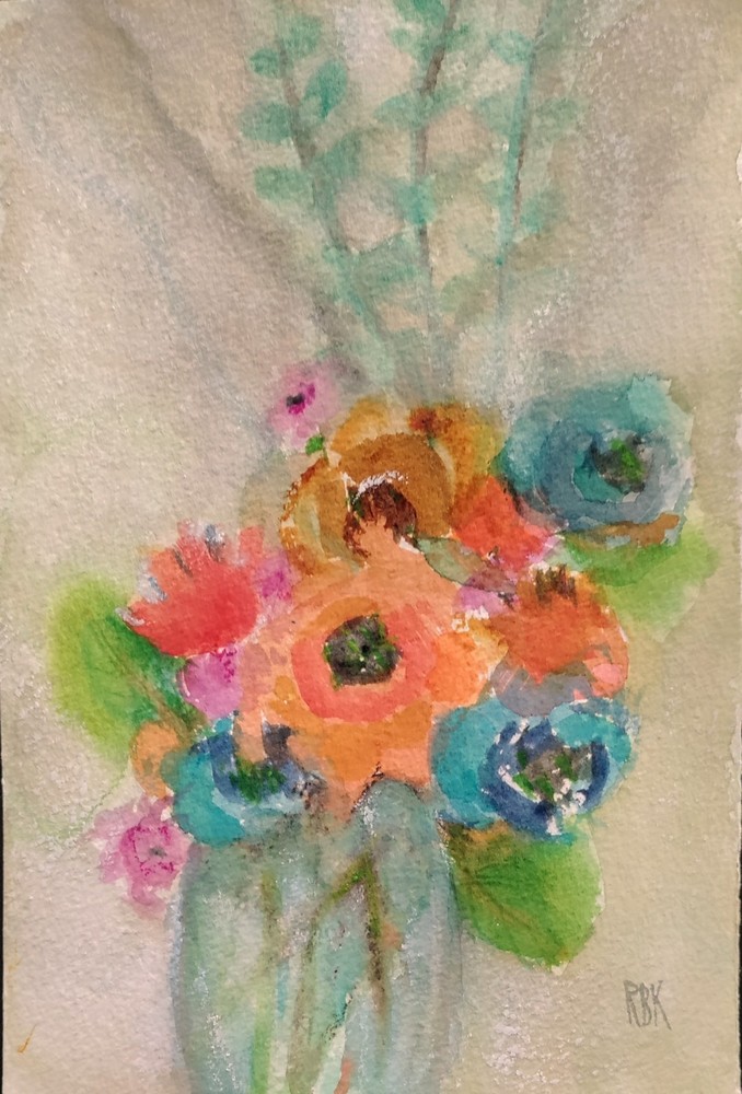 Original Watercolor Flowers Quiet Luxury Tranquil Boho Nature Still Life Floral