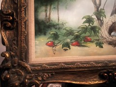 BEAUTIFUL MAX KARP ENAMEL ON COPPER BIRDS NEST BUILT IN STRAWB FIELD ART WORK