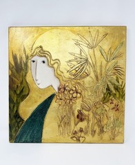 Stephen White Woman Flowers Mixed Media Oil Painting On Wood SIGNED ORIGINAL