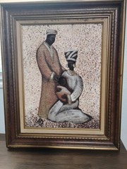 African Man And Woman And Child Oil Painting On Canvas Signed By Artist