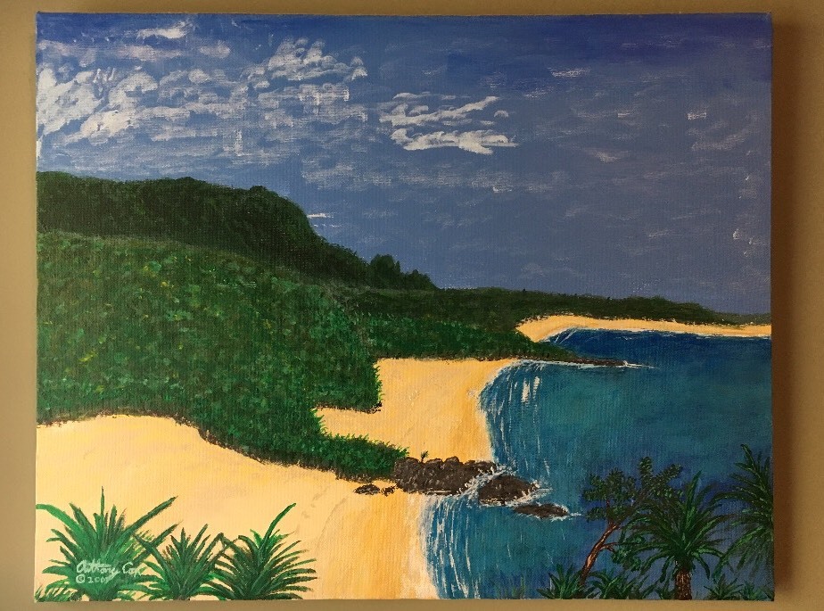 Gorgeous Tropical Island Original 16 x 20 Acrylic Painting Art