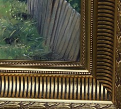 Niels Walseth Village Street Farm Landscape Oil Painting Signed Framed