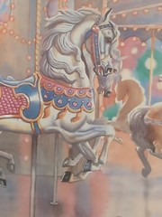 Carousel Water Color Painting By J. Gibson Gold Frame 23″ X 19.5″