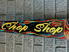 CHOP SHOP Hand Saw SIGN Painted Pinstriped Garage Man Cave Decor Hot Rat Rod Art