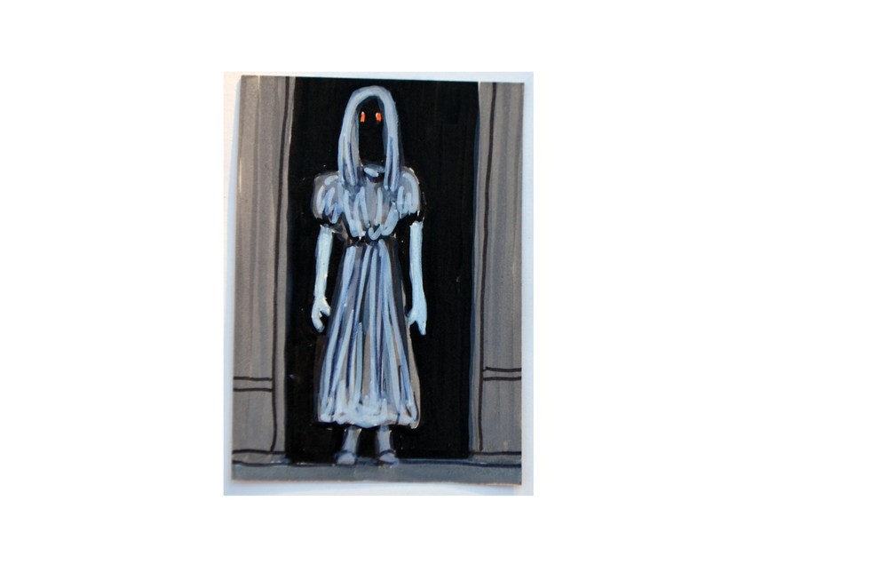 ACEO Original Art Fantasy Ghost Girl Doorway Acrylics Not a print signed