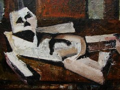 Ukrainian Soviet Oil Painting cubism portrait avant-garde puppeteer marionette