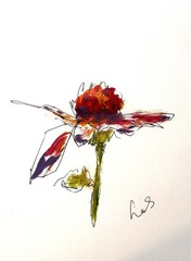 SAMATOWIC Original Abstract Expressionism Flower 9X12 Paper Handmade Signed 28