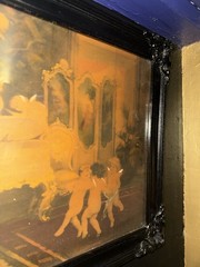 1910 Angels & Cherubs Painting In Original Frame From Church Antique Store