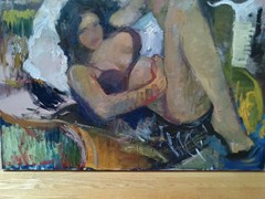 Oil Painting Industrial Fauvism Boudoir Interior 38”x30” Canvas Original Signed